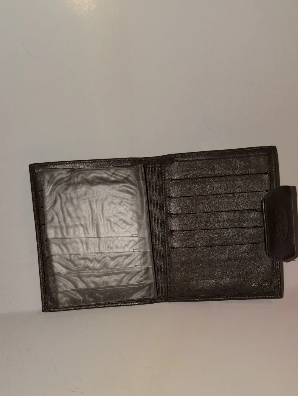Vintage Buxton Brown Leather Snap Wallet with Gold Stamp Circa 1980
